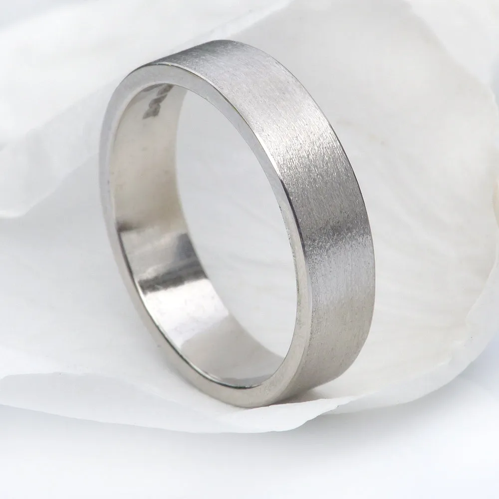 Platinum 5mm Urban Finish Flat Wedding Ring