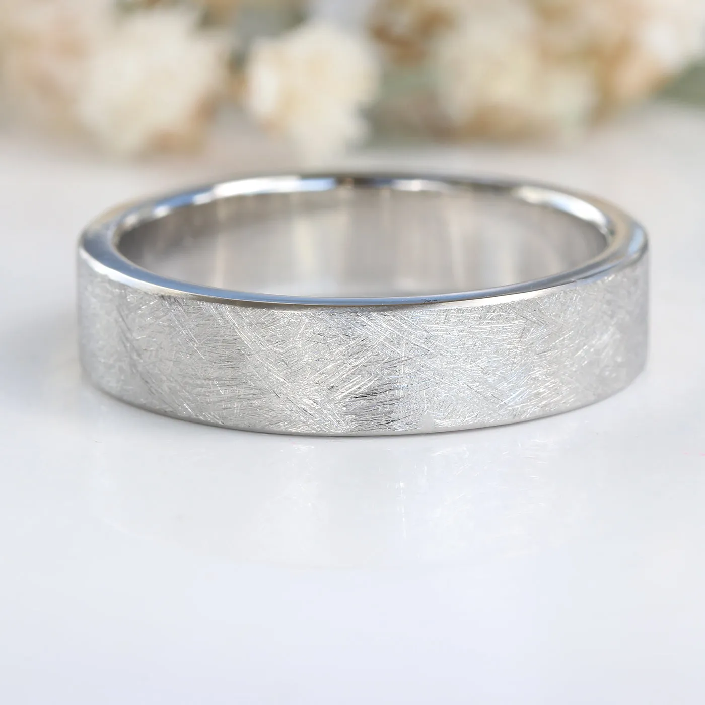 Platinum 5mm Urban Finish Flat Wedding Ring