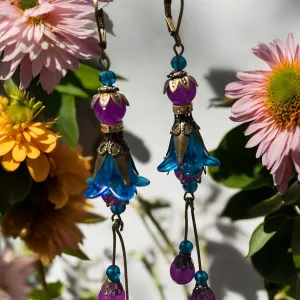 Purple Blue Bohemian Bloom Earrings