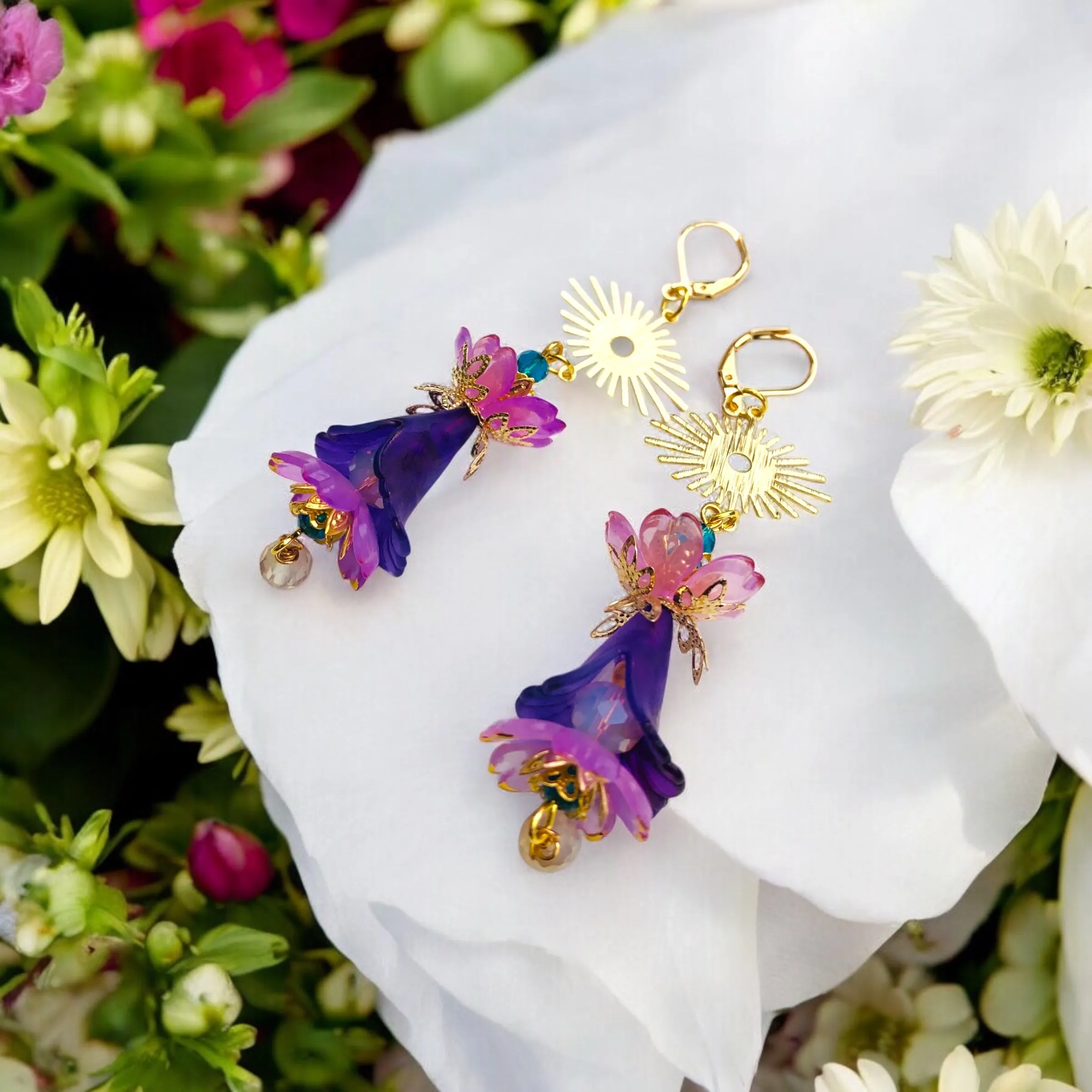 Purple Sun Bohemian Bloom Earrings