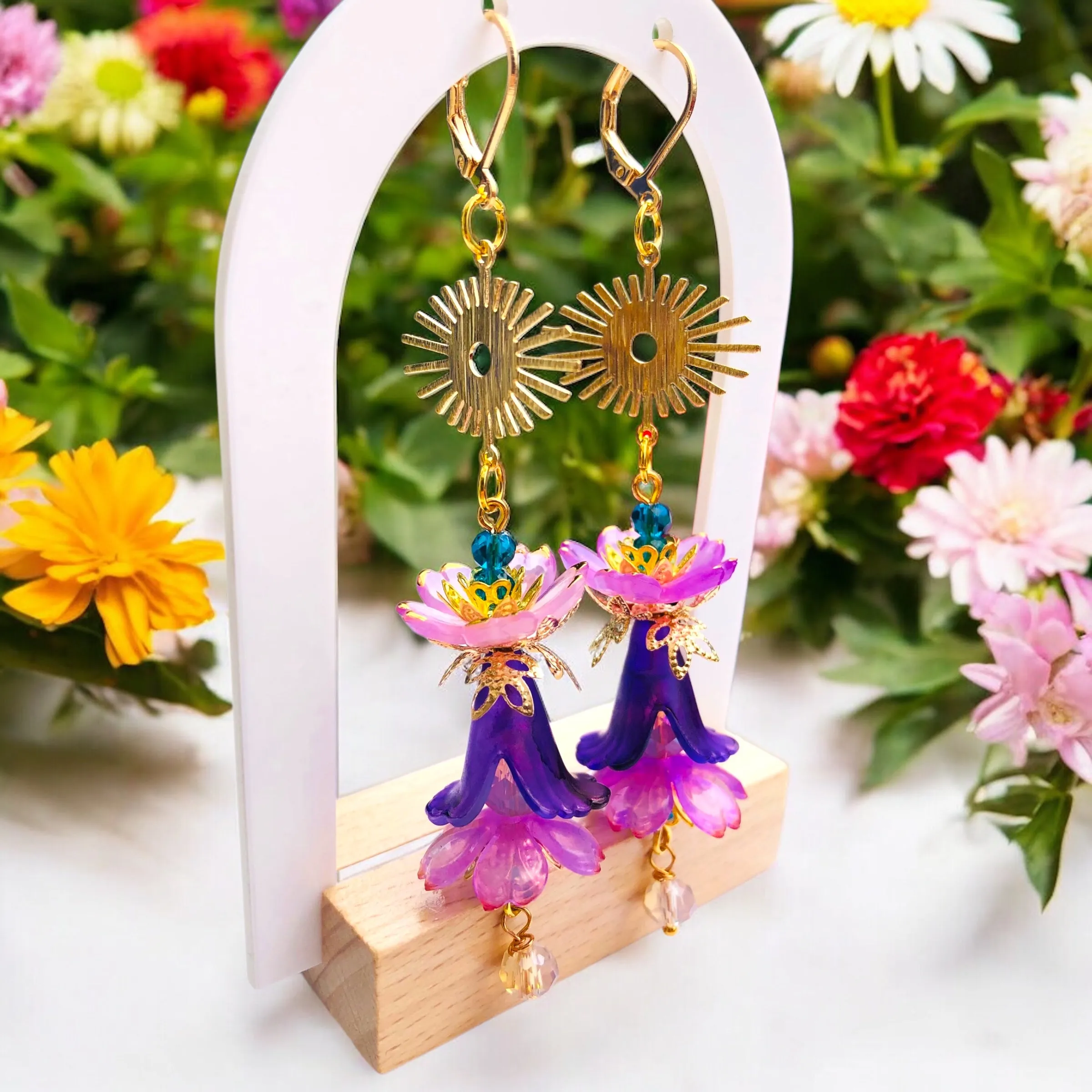 Purple Sun Bohemian Bloom Earrings