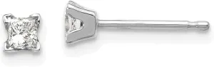 Real 14k White Gold Complete Princess Cut Diamond Studs Earrings 3mm (.32 cttw.)