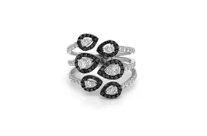 Ring 18kt Gold Nature Inspire Black & White Diamonds