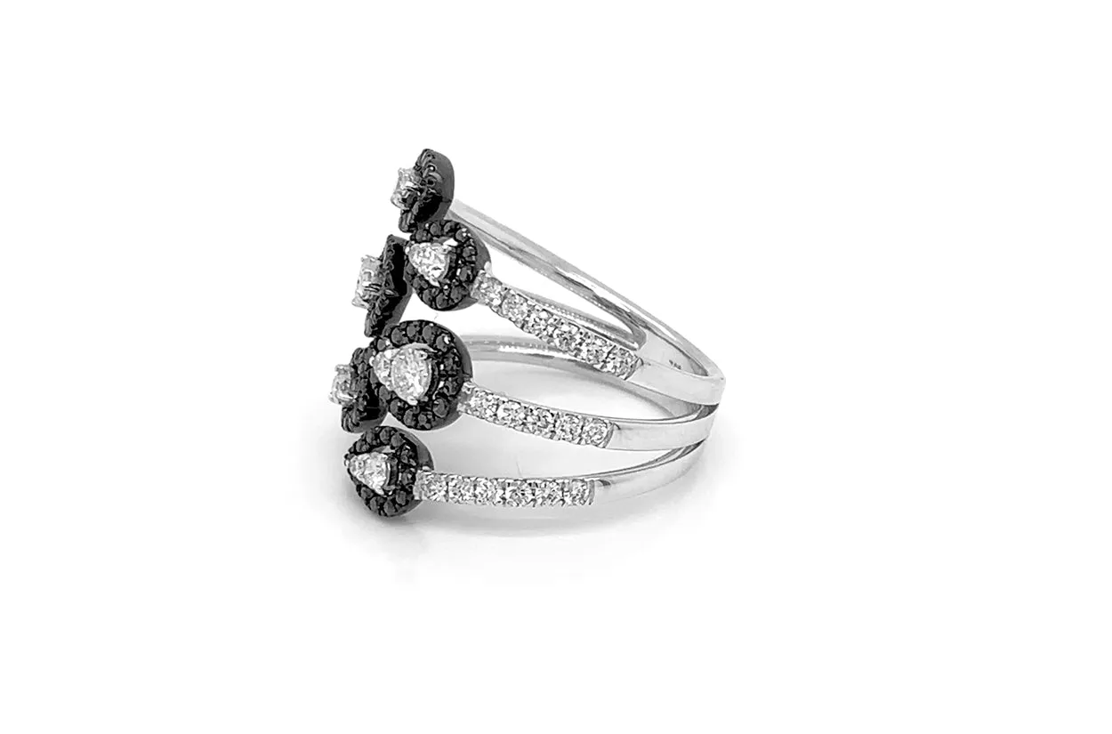 Ring 18kt Gold Nature Inspire Black & White Diamonds