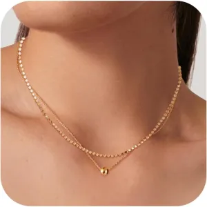 Roe Dolph Layered Necklace for Women Dainty Beaded Necklace Gold Double Layered Necklace Chain Choker Necklace Shine Jewelry Gifts