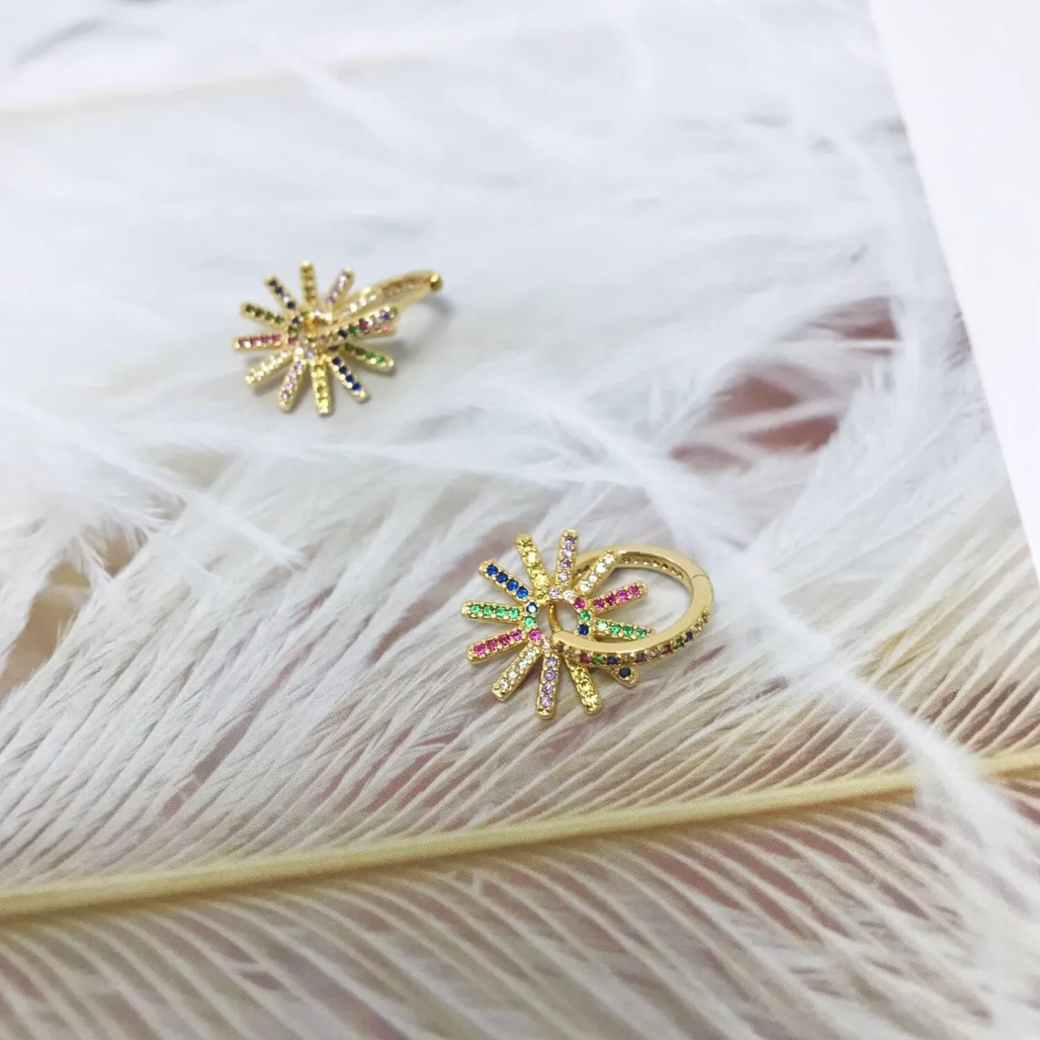 s925 Silver Needle Hollow Circle Full Zircons Embellished Colorful Dangle Huggie Earrings Fashion Unique Geometric Double Rings Hoop Earrings