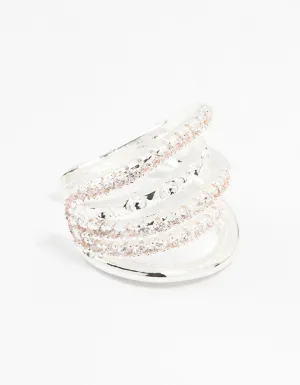 Silver Cubic Zirconia Five Row Hoop Ear Cuff