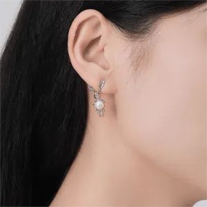 Silver Rabbit Pearl Earrings