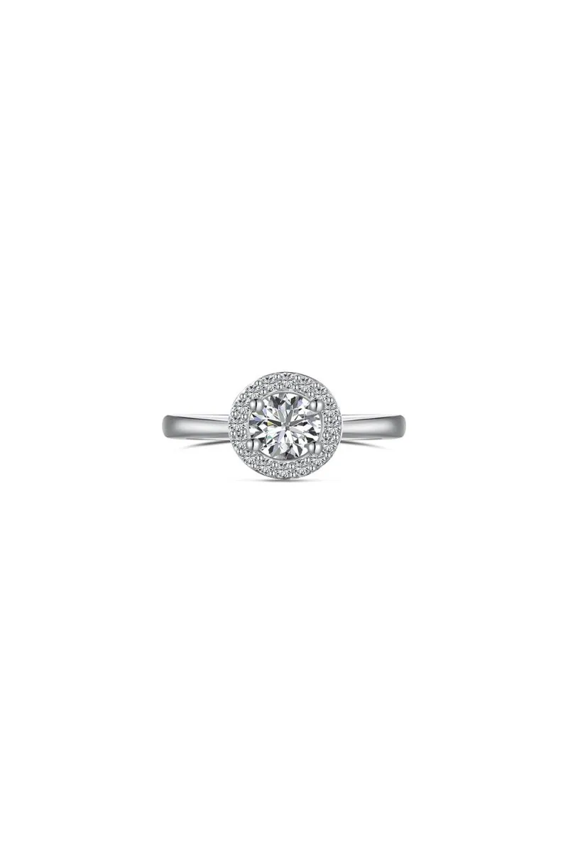 Simple Round sparkling Engagement Ring Sterling Silver