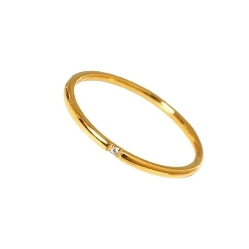 Simple Style Circle Titanium Steel Plating Rhinestones Rings