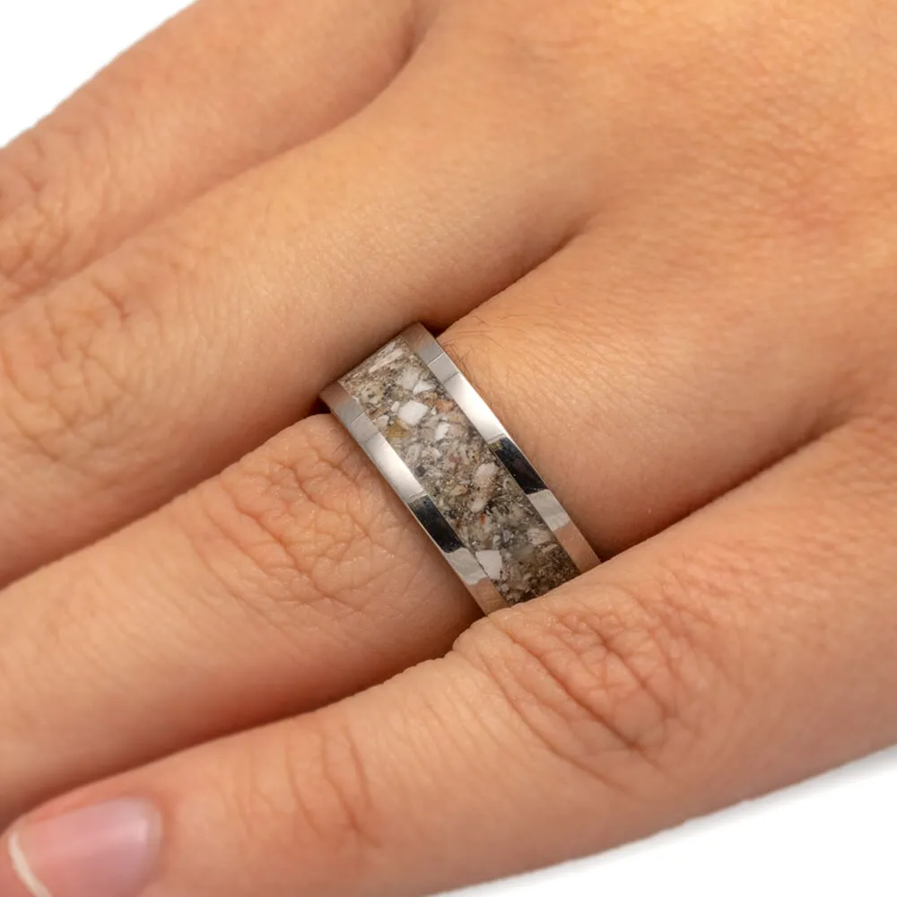 Simple, Titanium Memorial Ring with Ashes