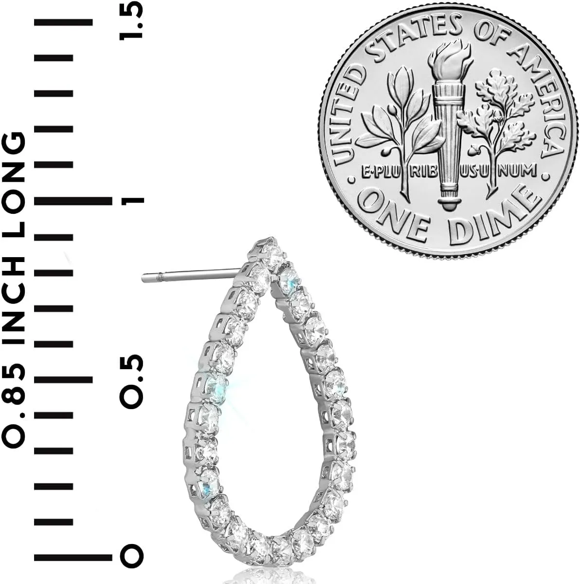 Simulated Diamond Stud Earrings for Women - Small Circle or Teardrop Cubic Zirconia Studs, Hypoallergenic and Safe for Sensitive Ears