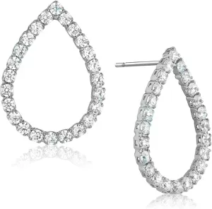 Simulated Diamond Stud Earrings for Women - Small Circle or Teardrop Cubic Zirconia Studs, Hypoallergenic and Safe for Sensitive Ears