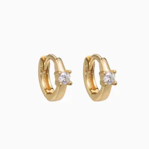 Single CZ Tiny Huggie Hoop Earrings