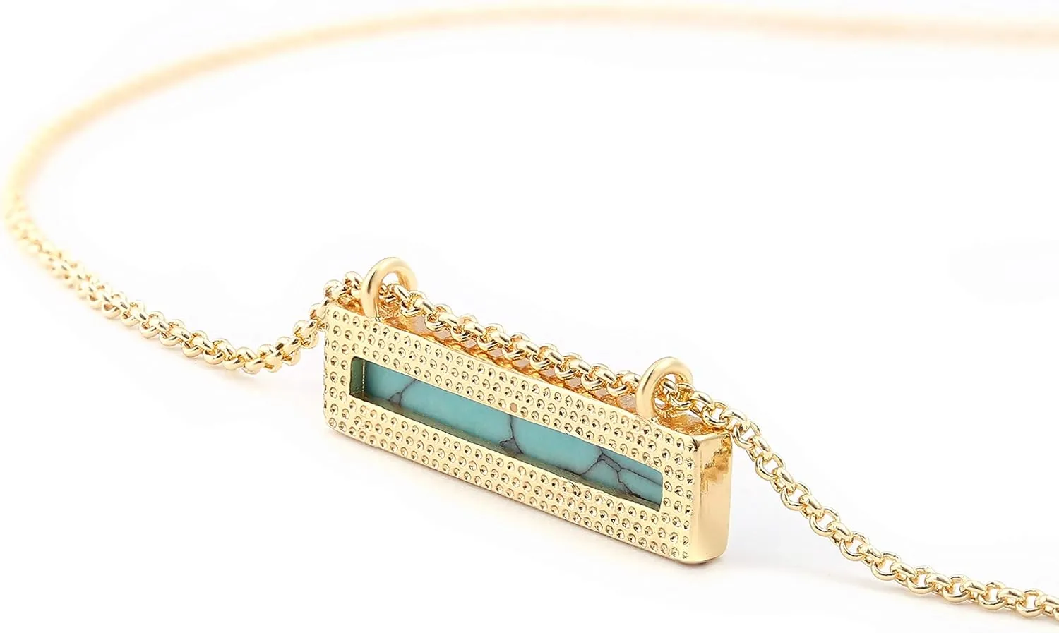 SOFYBJA 18k Gold Chain Choker Dainty Turquoise Beads Bar Necklace for Women Handmade Gemstone Jewelry for Mother's Day