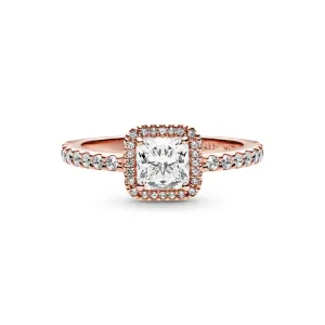 Square Sparkle Halo Ring