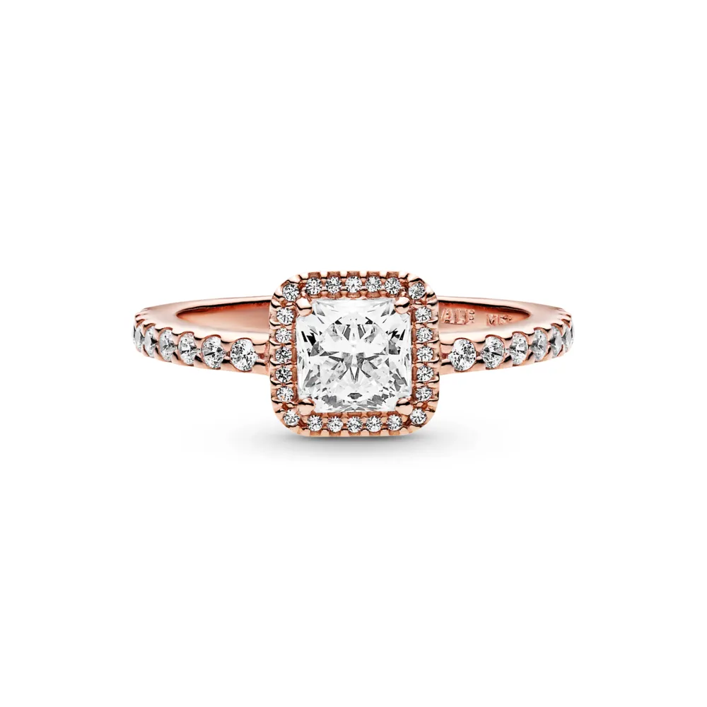 Square Sparkle Halo Ring