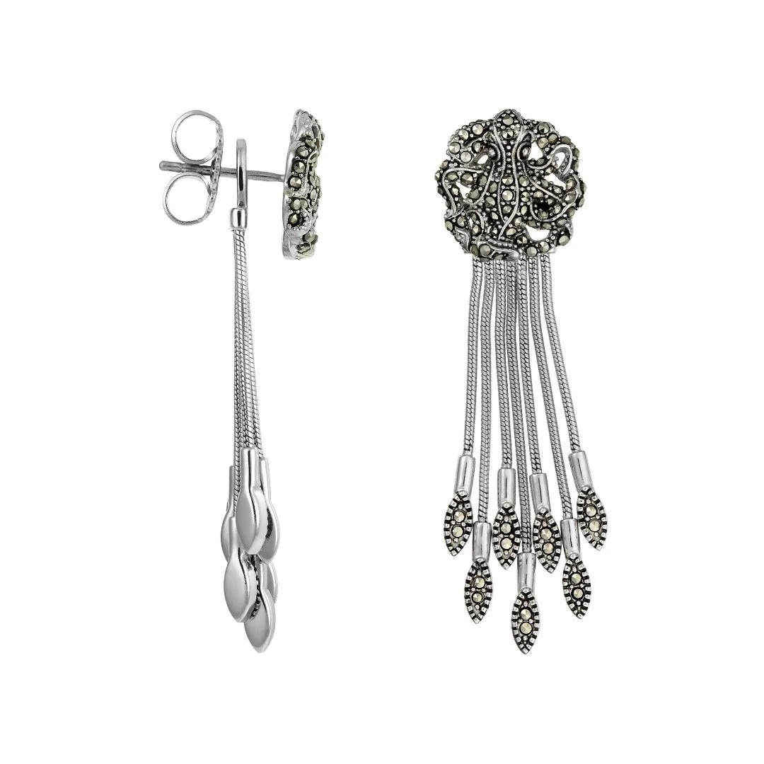 Stardust Pavé Octopus Dangle Sterling Silver Earrings
