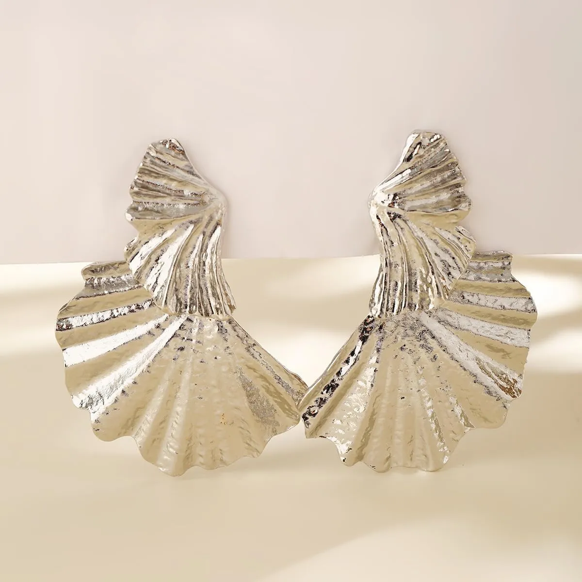 Statement Silver Geometric Dangle Earrings - Chunky, Big Thick Gold & Simple Fashion Silver Earrings