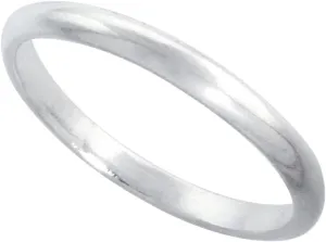 Sterling Silver 2 mm Thin Plain Dome Wedding Band Toe Ring Thumb Ring