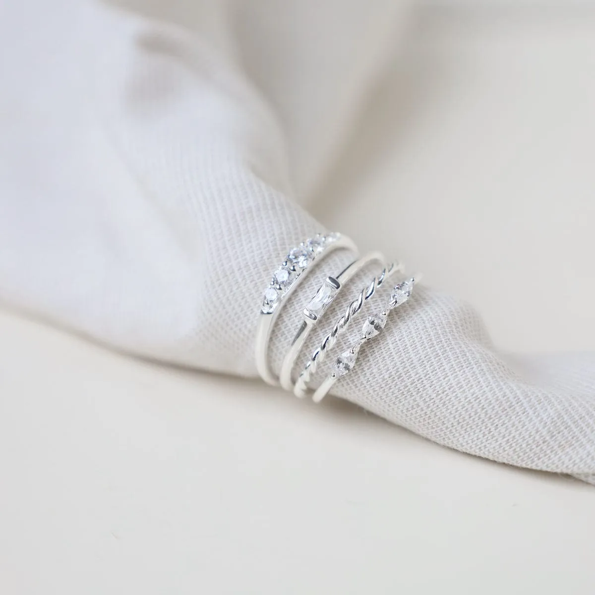 Sterling Silver Band with Channel Set CZ Baguette Ring