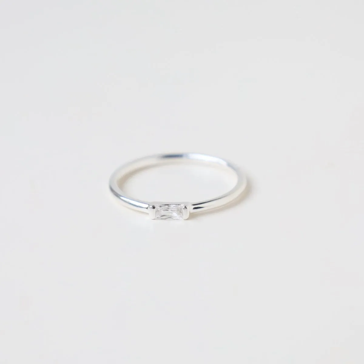 Sterling Silver Band with Channel Set CZ Baguette Ring