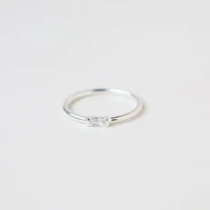 Sterling Silver Band with Channel Set CZ Baguette Ring