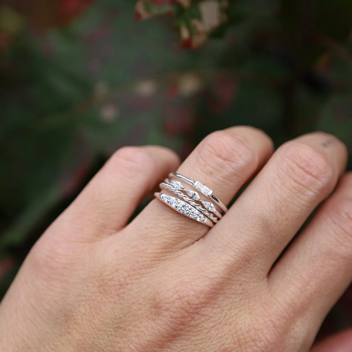 Sterling Silver Band with Channel Set CZ Baguette Ring