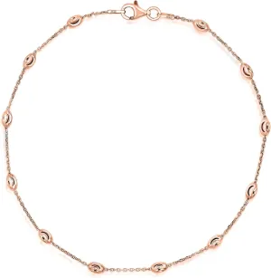 Sterling Silver Station Oval Bead Necklace for Women Teen Girls- 925 Station Necklace, 925 Silver Jewelry, Sterling Silver Necklace 10-36 Inch, Silver, Gold, Rose Gold