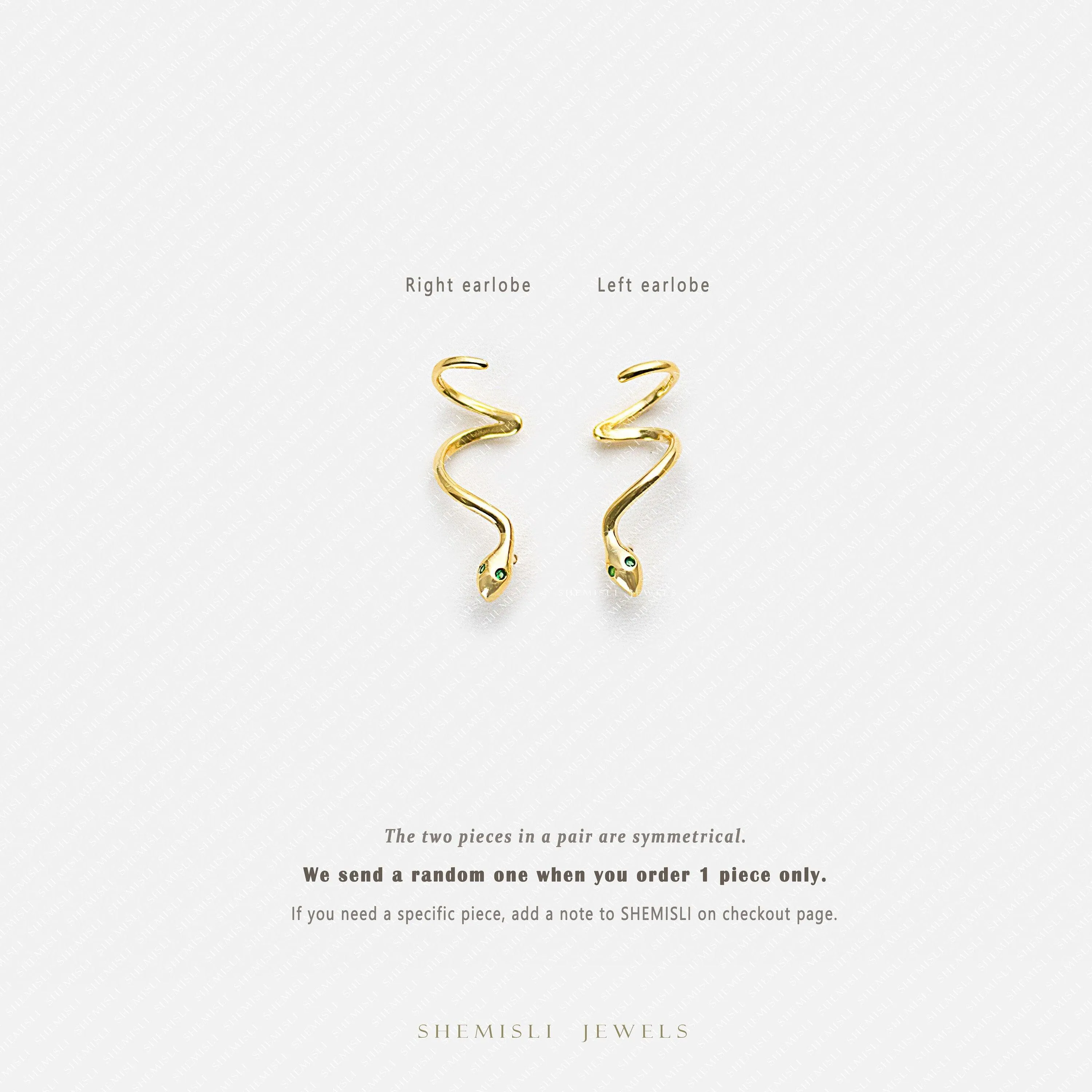 Stud Serpent Climber, Snake Earrings, Gold, Silver SS045 LR