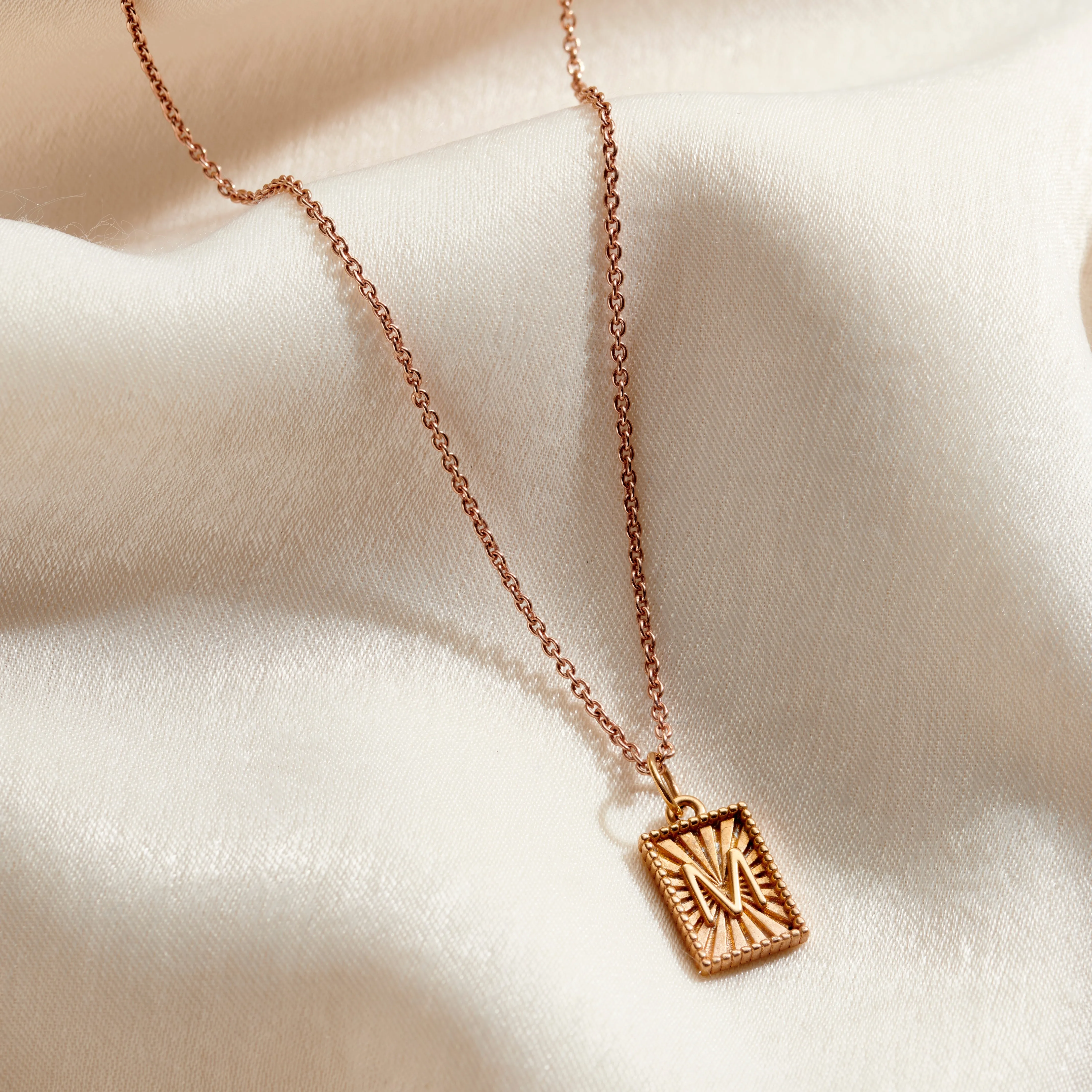 Sunbeam Rectangle Initial Charm Necklace