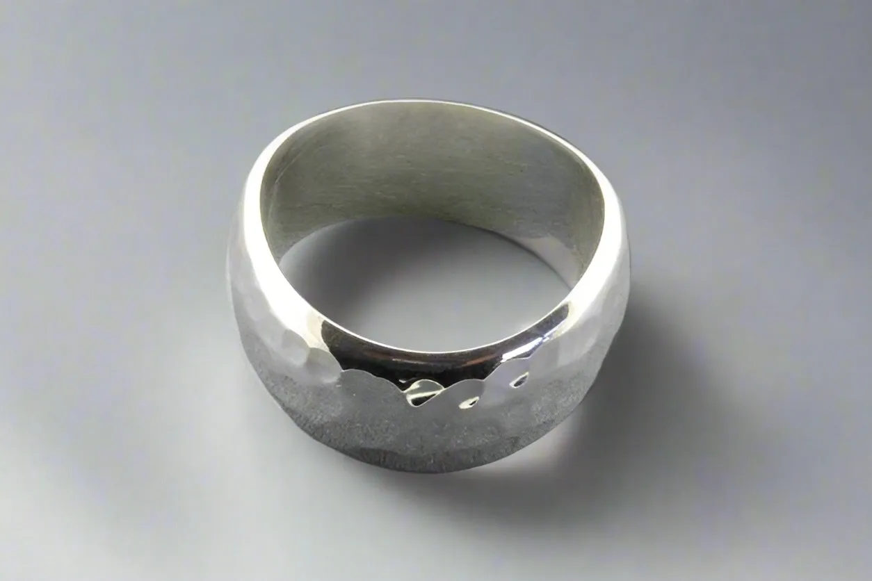 swerve ring - hammered sterling silver