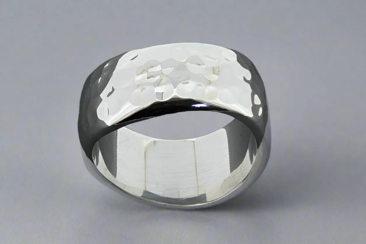 swerve ring - hammered sterling silver