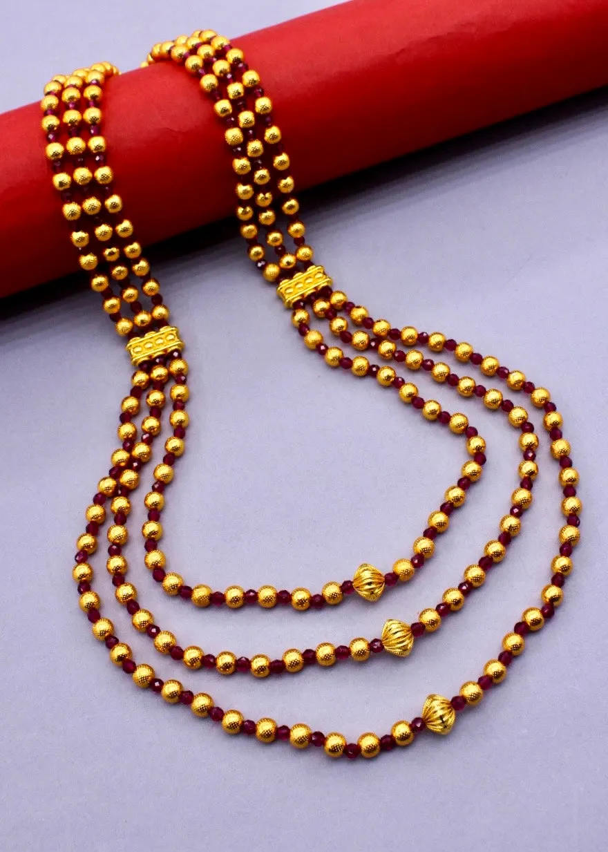 THREE LAYERS GOLDEN BEADS NECKLACE
