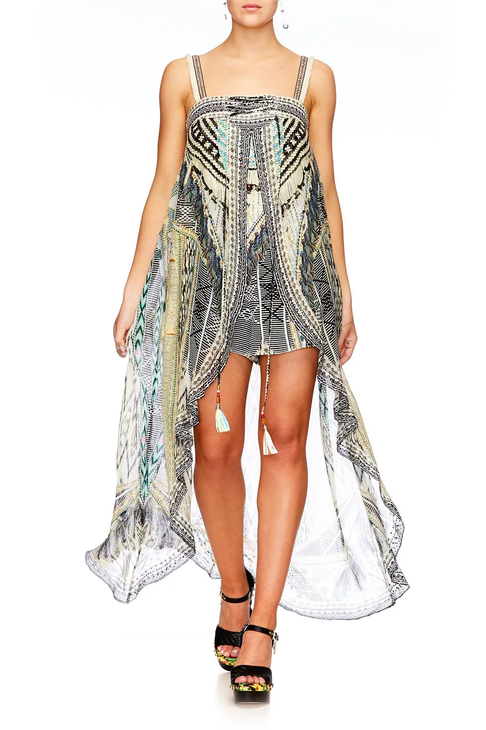 TIE DETAIL OVERLAY PLAYSUIT WEAVE ON