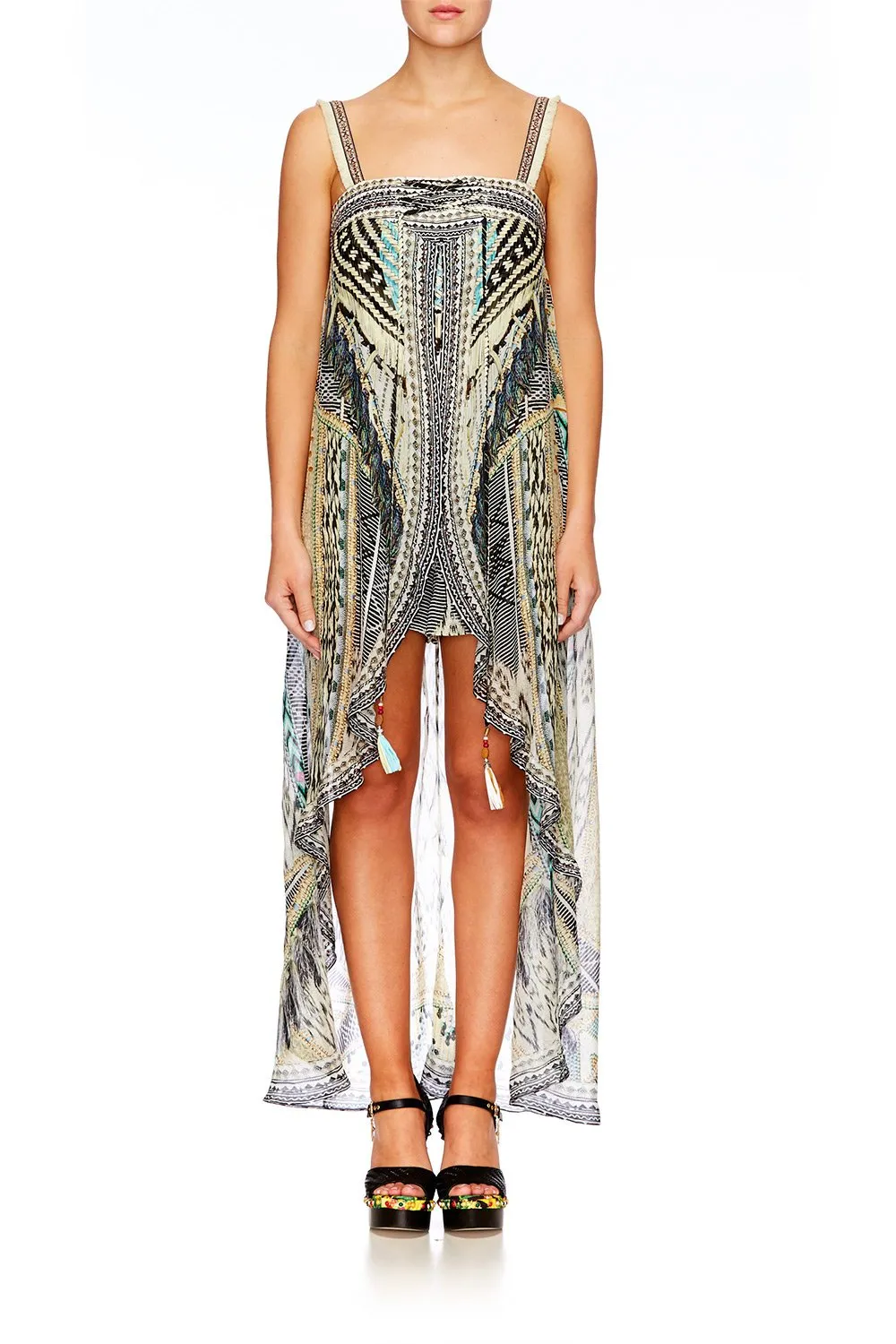 TIE DETAIL OVERLAY PLAYSUIT WEAVE ON