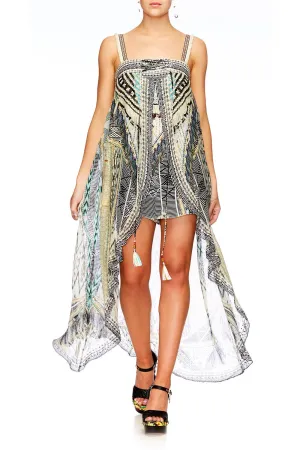 TIE DETAIL OVERLAY PLAYSUIT WEAVE ON