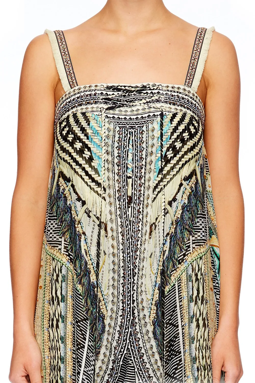 TIE DETAIL OVERLAY PLAYSUIT WEAVE ON
