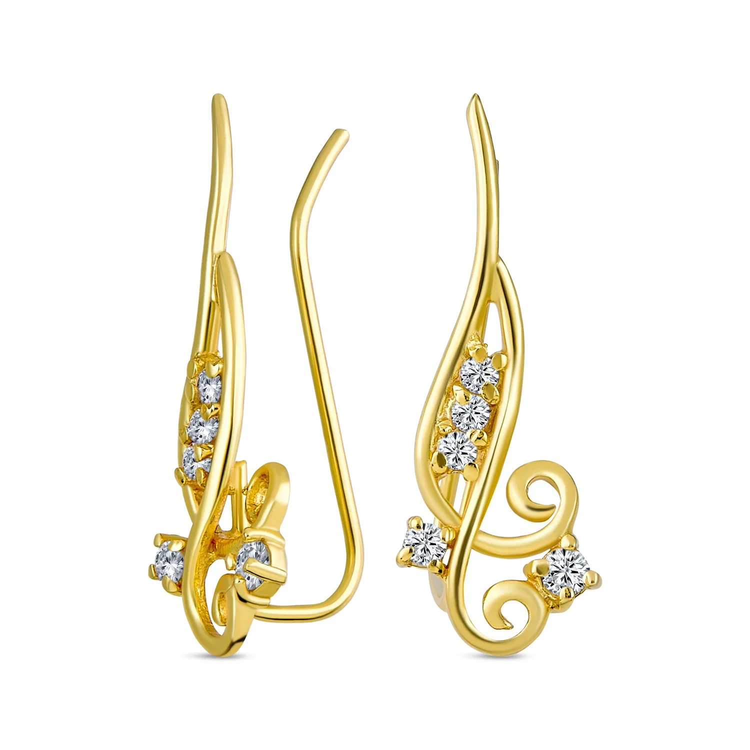 Trendy Scroll Swirl Ear Cuff Cartilage Earrings 14K Gold Plated Sterling Silver