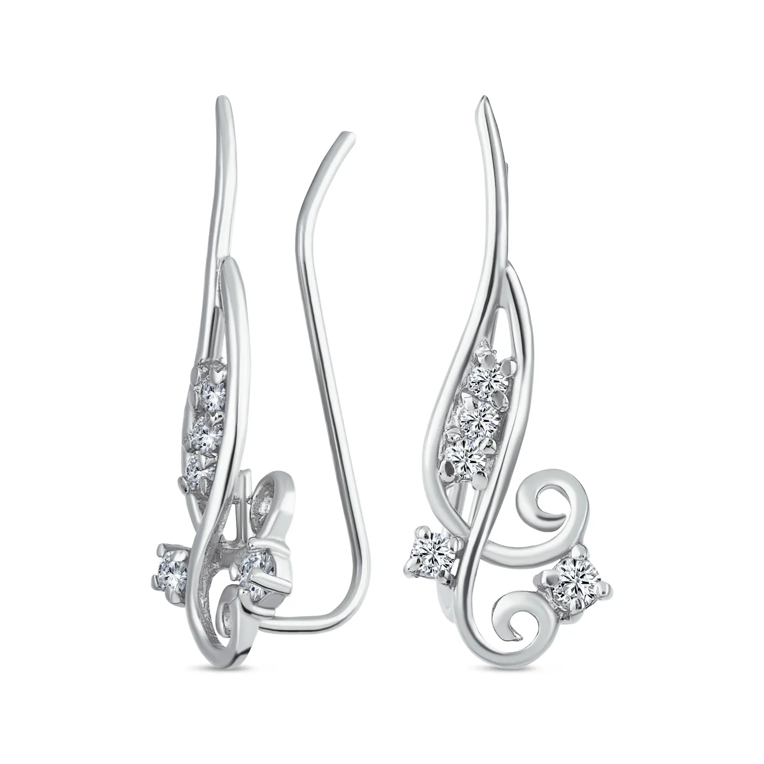 Trendy Scroll Swirl Ear Cuff Cartilage Earrings 14K Gold Plated Sterling Silver