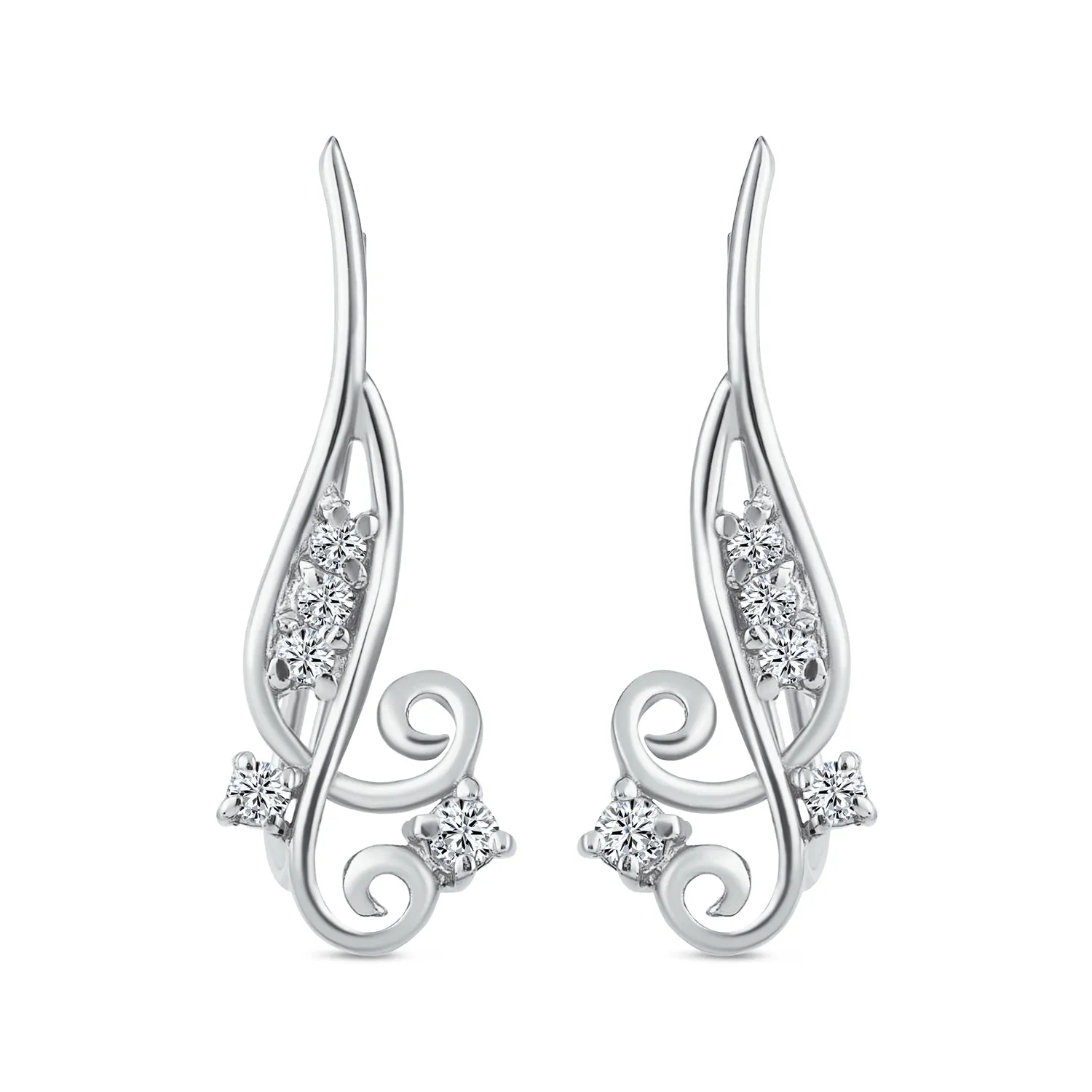 Trendy Scroll Swirl Ear Cuff Cartilage Earrings 14K Gold Plated Sterling Silver