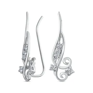 Trendy Scroll Swirl Ear Cuff Cartilage Earrings 14K Gold Plated Sterling Silver
