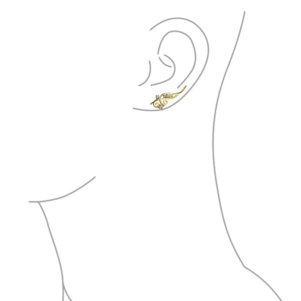 Trendy Scroll Swirl Ear Cuff Cartilage Earrings 14K Gold Plated Sterling Silver
