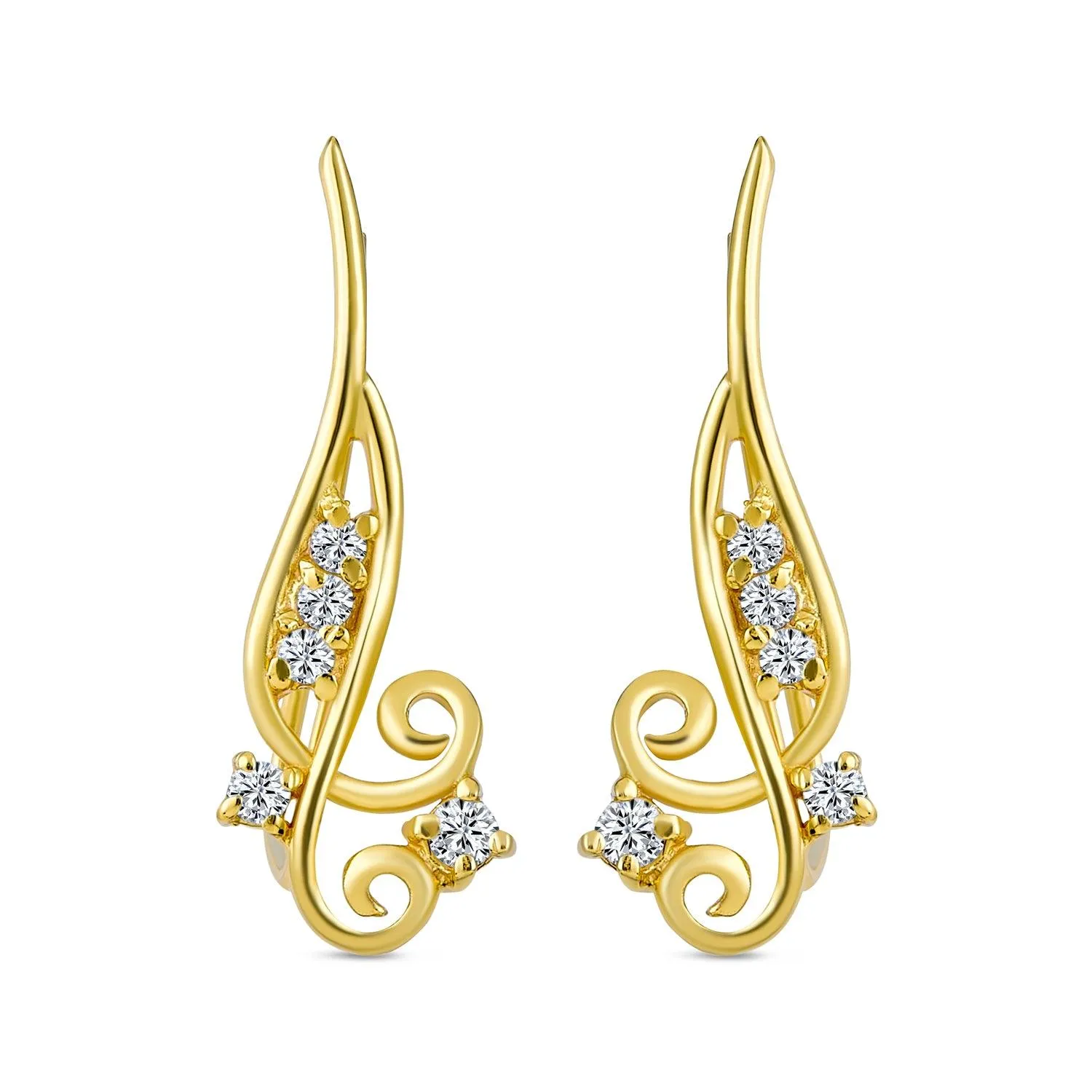 Trendy Scroll Swirl Ear Cuff Cartilage Earrings 14K Gold Plated Sterling Silver