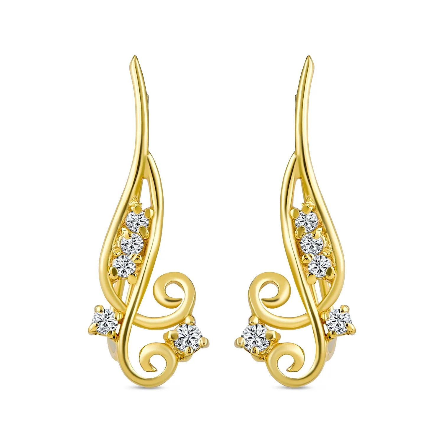 Trendy Scroll Swirl Ear Cuff Cartilage Earrings 14K Gold Plated Sterling Silver