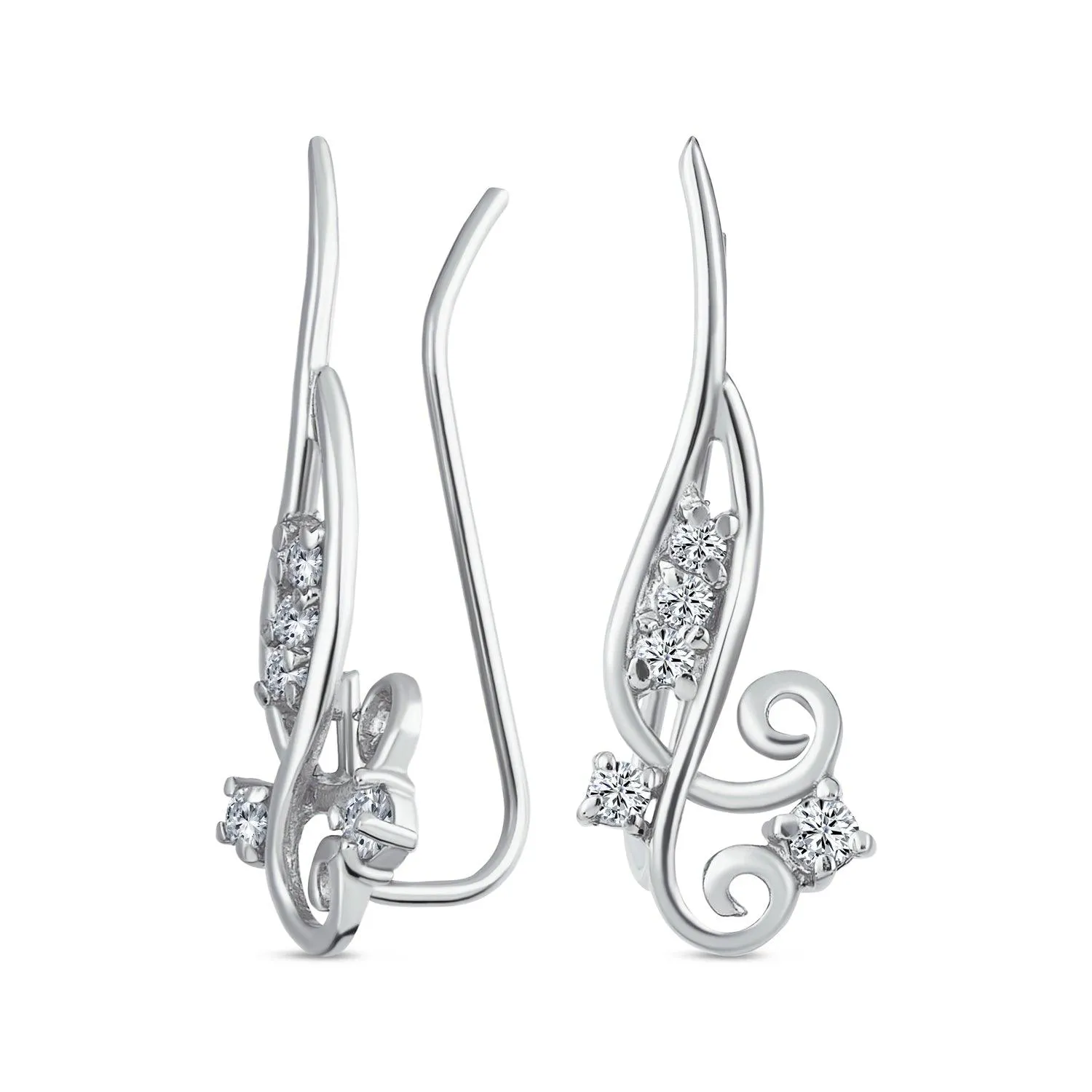 Trendy Scroll Swirl Ear Cuff Cartilage Earrings 14K Gold Plated Sterling Silver