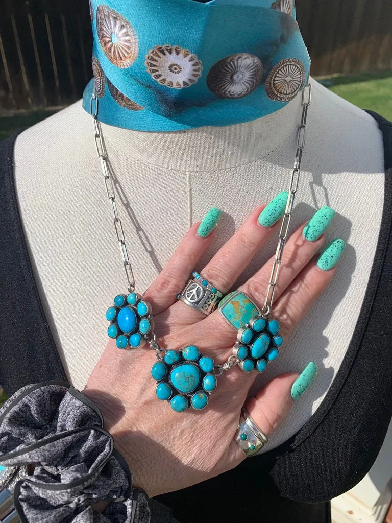 Triple Kingman Cluster Necklace