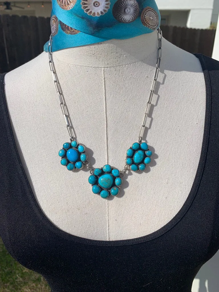 Triple Kingman Cluster Necklace