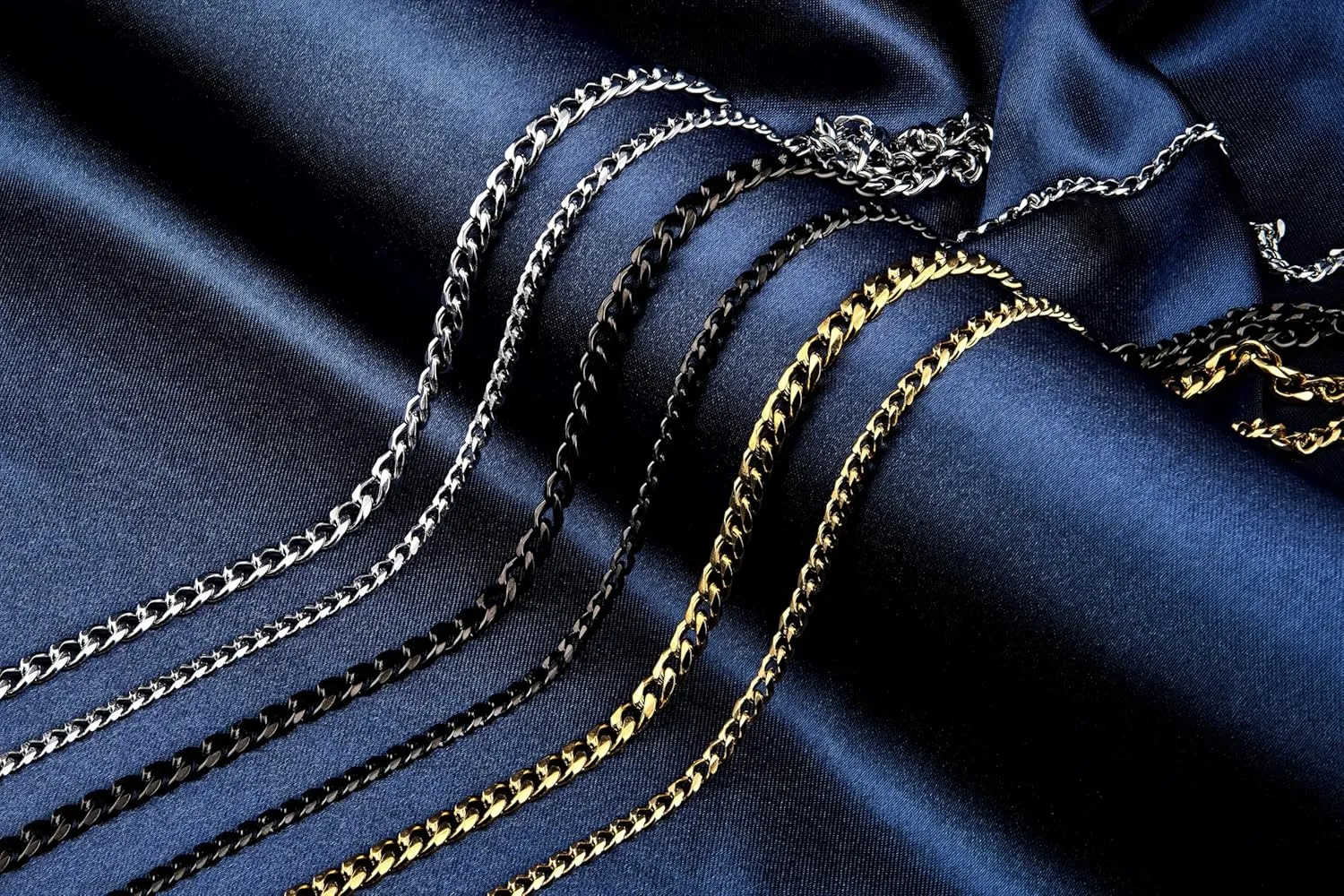 Tungsten Cross Gold Plated, Black Plated or Polished with Different Inlays and Stainless Steel Cuban necklace 16" to 28" in length