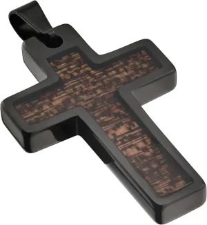 Tungsten Cross Gold Plated, Black Plated or Polished with Different Inlays and Stainless Steel Cuban necklace 16" to 28" in length